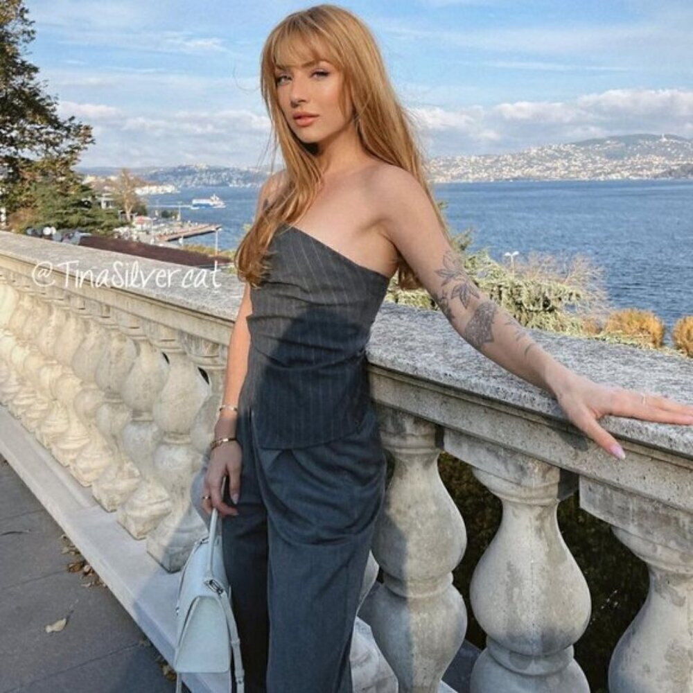 New Zara Pinstripe Strapless Ruched Dark Gray Corset Top XL Blogger Favorite - Picture 5 of 17